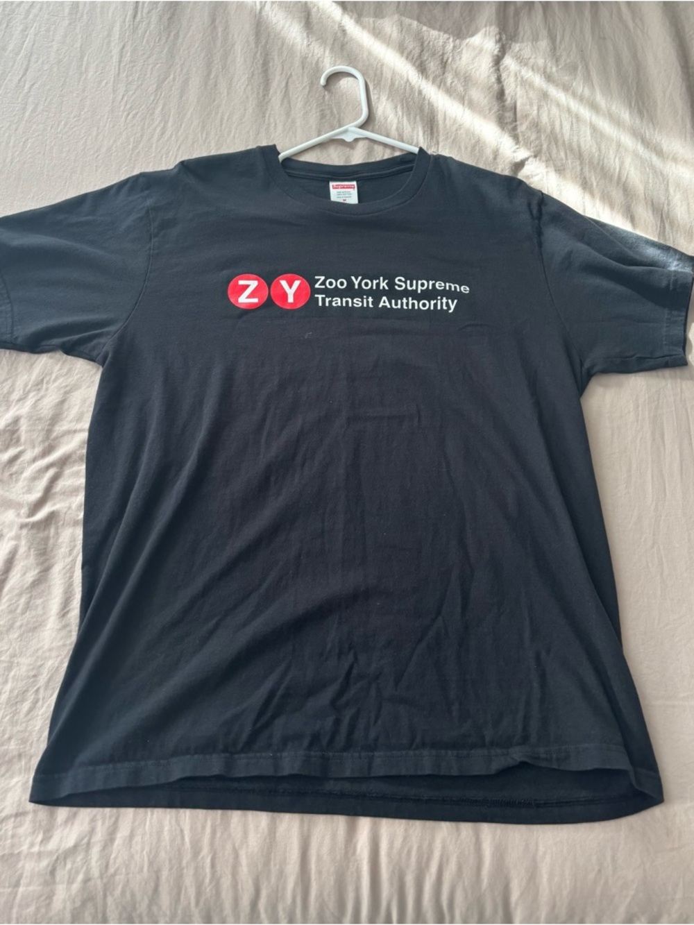 Supreme Black Tee with Red & White ZY Transit Logo